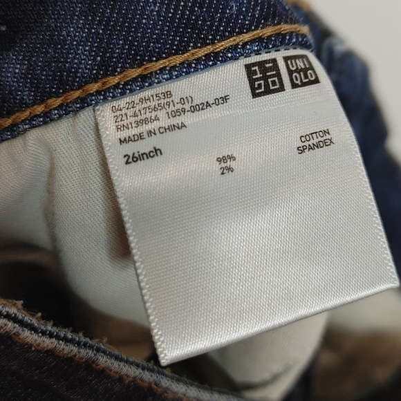 Uniqlo Jeans Skinny Straight High‎ Rise Medium Dark Wash Cotton Spandex 26 - Picture 7 of 8